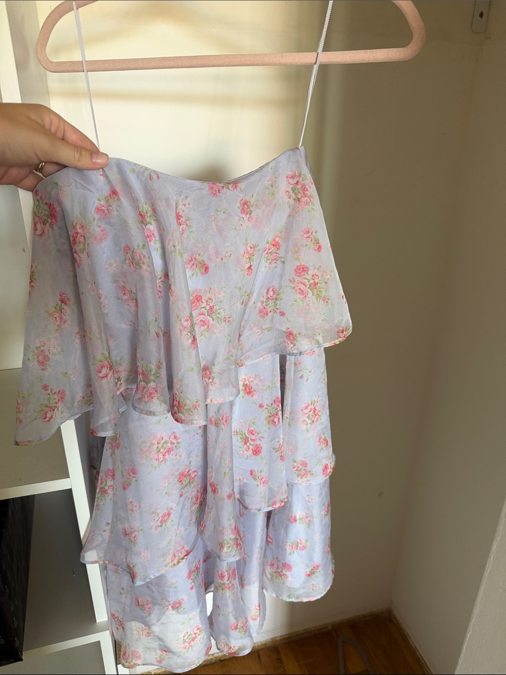 Abercrombie & Fitch Lavender Floral Strapless Ruffle Sundress